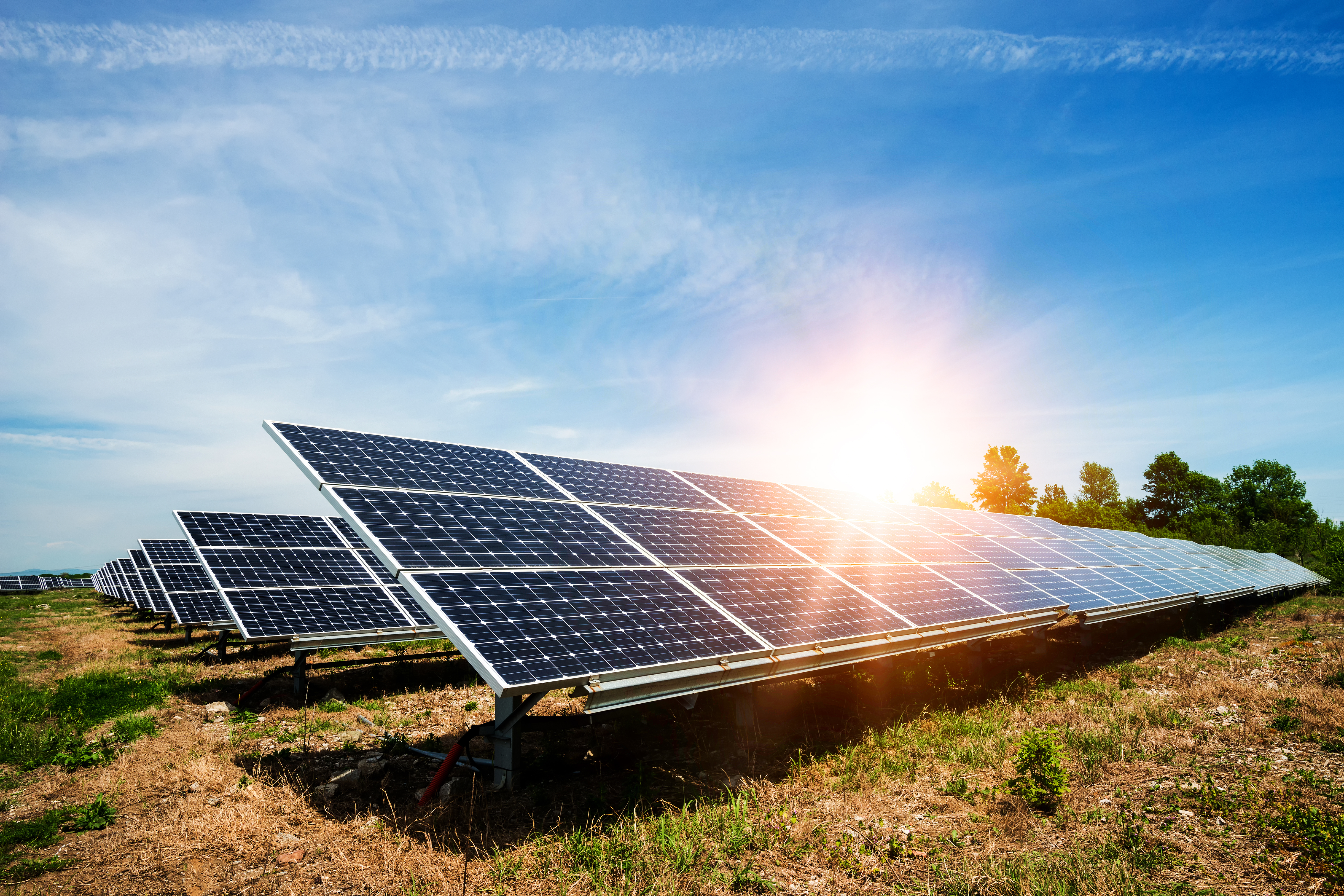 solar panels in the sun